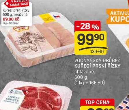 KUŘECÍ PRSNÍ ŘÍZKY chlazené 600 g