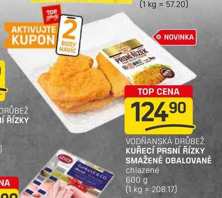 KUŘECÍ PRSNÍ ŘÍZKY SMAŽENÉ OBALOVANÉ chlazené 600 g