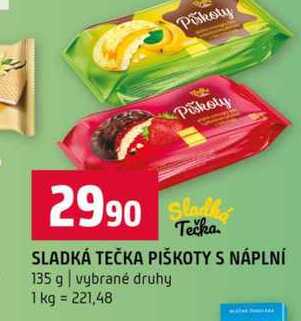 SLADKÁ TEČKA PIŠKOTY S NÁPLNÍ 135 g vybrané druhy 