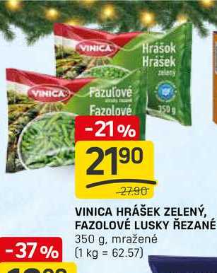 VINICA HRÁŠEK ZELENÝ, FAZOLOVÉ LUSKY ŘEZANÉ 350 g, mražené 