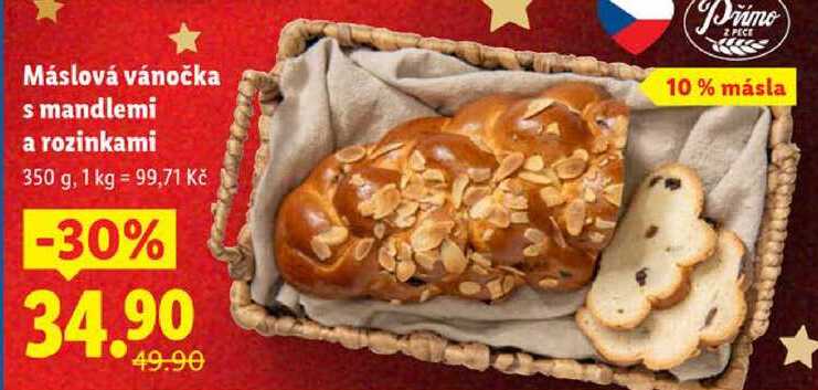 Máslová vánočka s mandlemi a rozinkami, 350 g