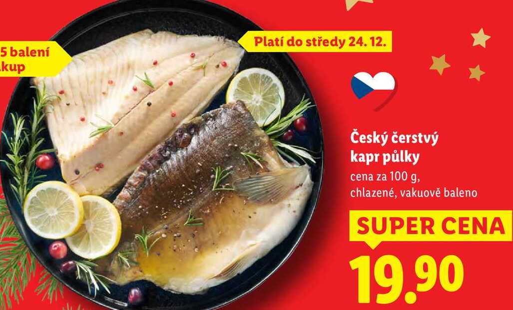 Český čerstvý kapr půlky, cena za 100 g