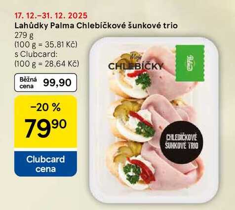 Lahůdky Palma Chlebíčkové šunkové trio, 279 g 