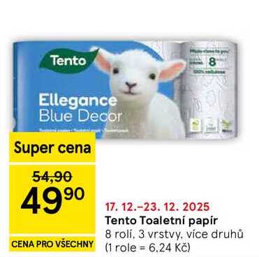 Tento Toaletní papír, 8 rolí. 3 vrstvy, více druhů  