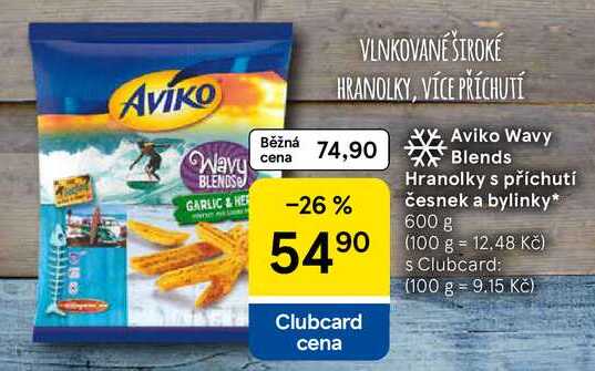 Aviko Wavy Blends Hranolky s příchutí česnek a bylinky, 600 g