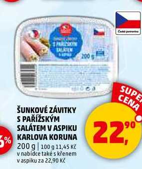 ŠUNKOVÉ ZÁVITKY S PAŘÍŽSKÝM SALÁTEM V ASPIKU, 200 g 
