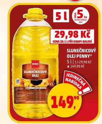 SLUNEČNICOVÝ OLEJ PENNY, 5 l