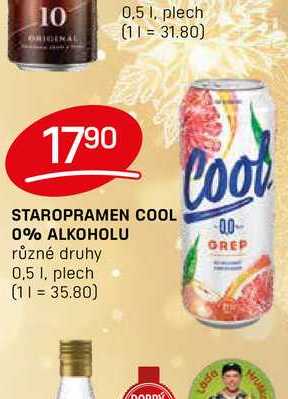STAROPRAMEN COOL 0% ALKOHOLU různé druhy 0,5l, plech