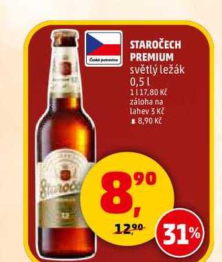 STAROČECH PREMIUM světlý ležák, 0,5 l