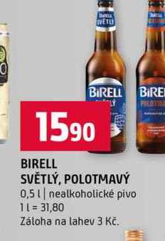 BIRELL SVĚTLÝ, POLOTMAVÝ 0,5l nealkoholické pivo 