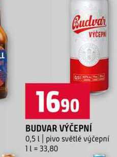 BUDVAR VÝČEPNÍ 0,5l pivo světlé výčepní