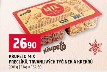 KŘUPETO MIX PRECLÍKŮ, TRVANLIVÝCH TYČINEK A KREKRŮ 200 g