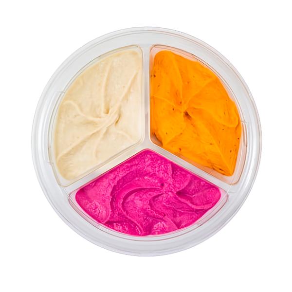 Table foods Hummus trio (klasik, chilli & červená řepa)