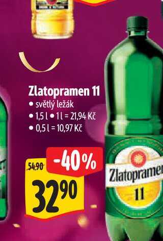 Zlatopramen 11 světlý ležák 1,5 l