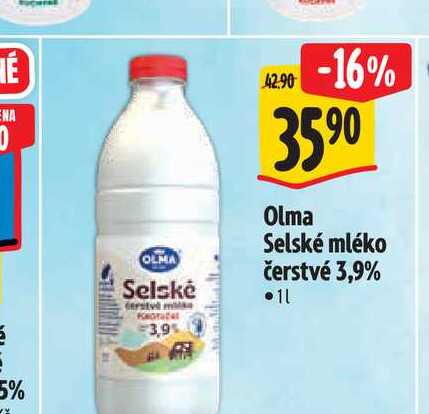   Olma Selské mléko čerstvé 3,9%  1 l