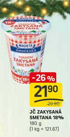 JČ ZAKYSANÁ SMETANA 18% 180 g v akci