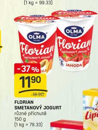 FLORIAN  SMETANOVÝ JOGURT různé příchutě 150 g
