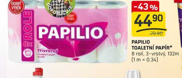 PAPILIO TOALETNÍ PAPÍR 8 rolí, 3-vrstvý
