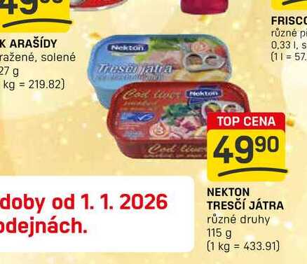 NEKTON TRESČÍ JÁTRA různé druhy 115 g