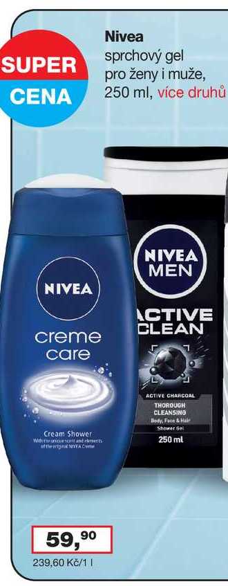 Nivea sprchový gel 250ml, vybrané druhy