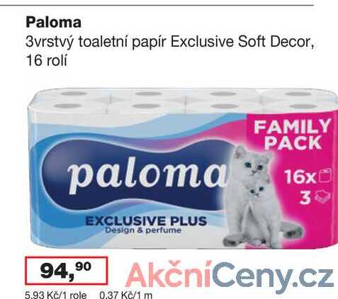 Paloma 3vrstvý toaletní papír, 16 rolí