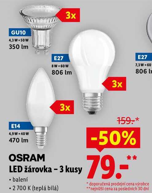 LED žárovka - 3 kusy   