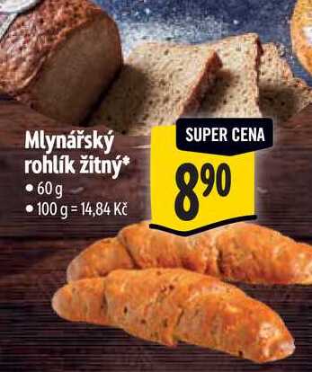 Mlynářský rohlík žitný 60g  