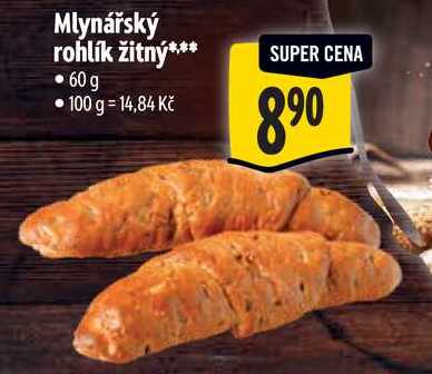 Mlynářský rohlík žitný, 60 g