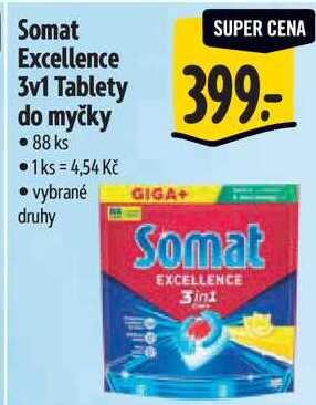 Somat Excellence 3v1 Tablety do myčky, 88 ks 