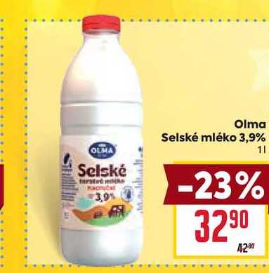 Olma Selské mléko 3,9% 1l v akci