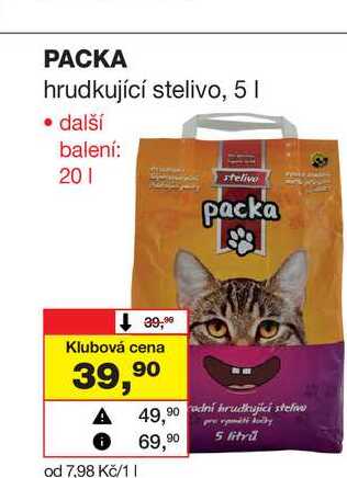 PACKA hrudkující stelivo, 5l