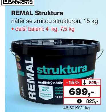 REMAL Struktura nátěr se zrnitou strukturou, 15 kg 