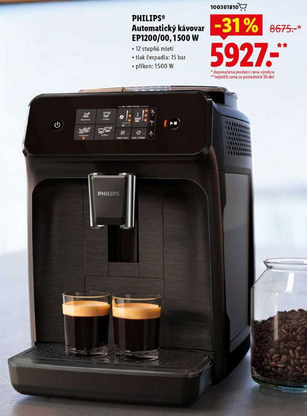 PHILIPS Automatický kávovar EP1200/00, 1500 W 