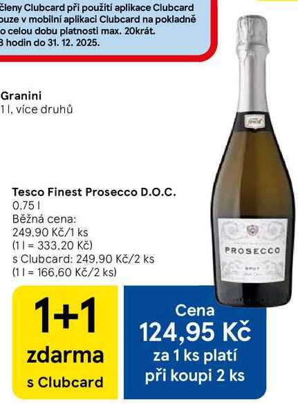 Tesco Finest Prosecco D.O.C., 0,75 l