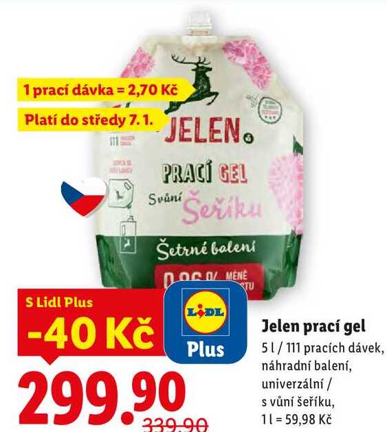 Jelen prací gel, 5 l/111 pracích dávek