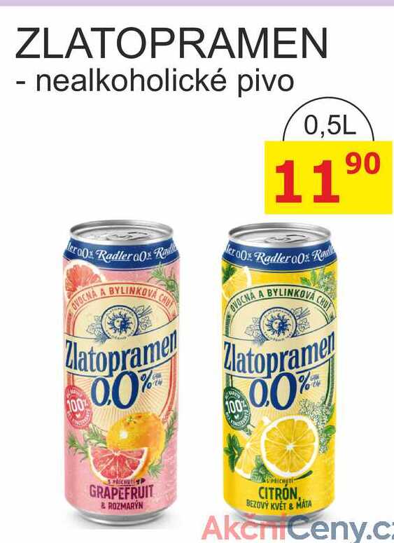 Zlatopramen Radler, pivo s příchutí, různé druhy 0,5l plech