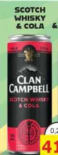 CLAN CAMPBELL SCOTCH WHISKY & COLA 0,25L míchaný drink