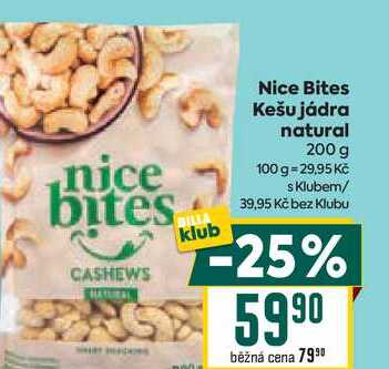 Nice Bites Kešu jádra natural 200 g