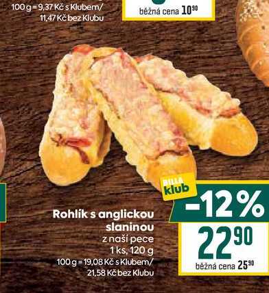 Rohlík s anglickou slaninou z naší pece 1ks, 120 g 
