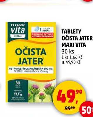 TABLETY OČISTA JATER MAXI VITA, 30 ks