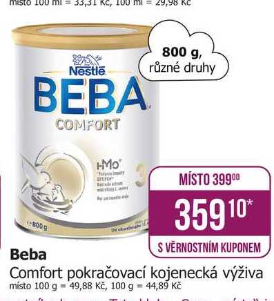 BEBA Comfort pokračovací kojenecká výživa místo 800 g 