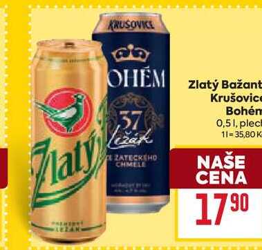 Zlatý Bažant Krušovice Bohém 0,51, plech