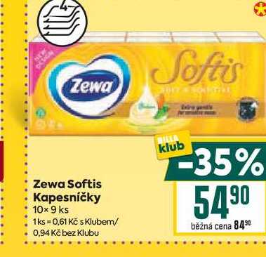 Zewa Softis Kapesníčky 10x 9 ks