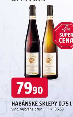 HABÁNSKÉ SKLEPY 0,75 L víno, vybrané druhy