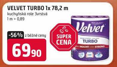 VELVET TURBO 1x 78,2 m kuchyňská role 3vrstvá 