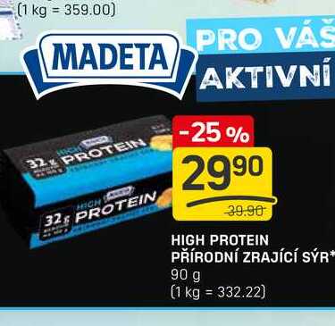 HIGH PROTEIN PŘÍRODNÍ ZRAJÍCÍ SÝR 90 g