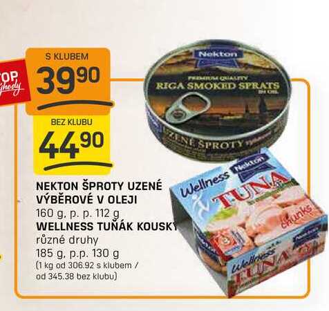 NEKTON ŠPROTY UZENÉ VÝBĚROVÉ V OLEJI 160 g. p. p. 112 g