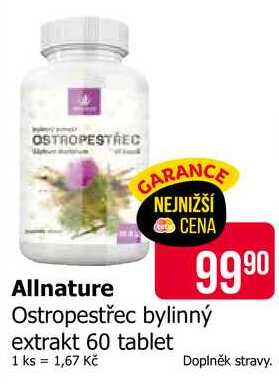 Allnature Ostropestřec bylinný extrakt 60 tablet 