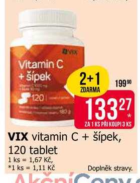 VIX vitamin C + šípek, 120 tablet