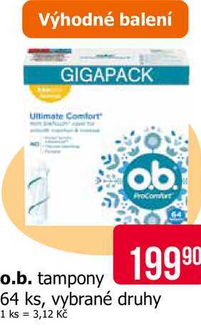 O.B. ProComfort Tampony, vybrané druhy 64ks